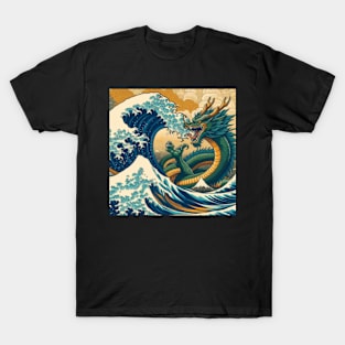 Shenron is summoned by Katsushika Hokusai T-Shirt